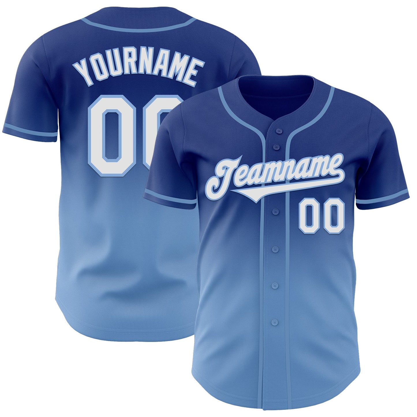 Custom Royal White-Light Blue Authentic Fade Fashion Baseball Jersey - Sky-Custom