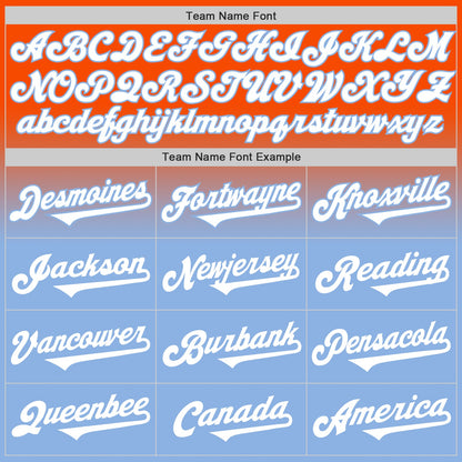 Custom Orange White-Light Blue Authentic Fade Fashion Baseball Jersey - Sky-Custom