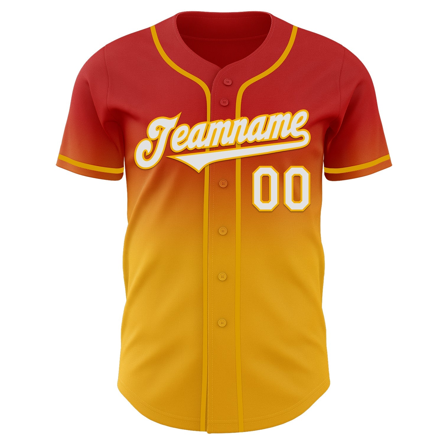 Custom Red White-Gold Authentic Fade Fashion Baseball Jersey - Sky-Custom