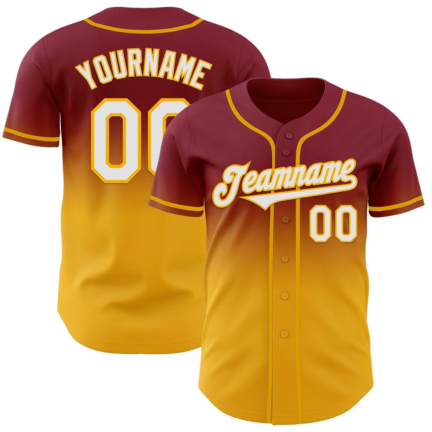 Custom Crimson White-Gold Authentic Fade Fashion Baseball Jersey - Sky-Custom