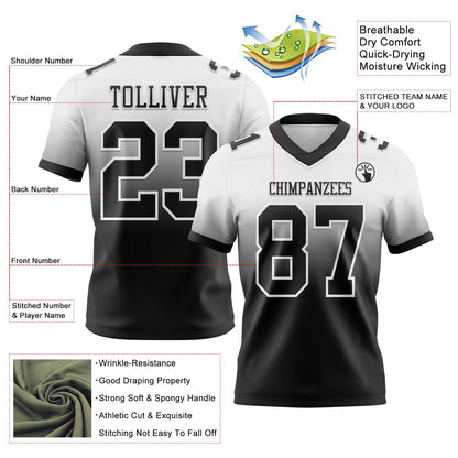 Custom White Black Mesh Authentic Fade Fashion Football Jersey - Sky-Custom