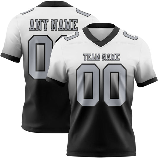 Custom White Gray-Black Mesh Authentic Fade Fashion Football Jersey - Sky-Custom