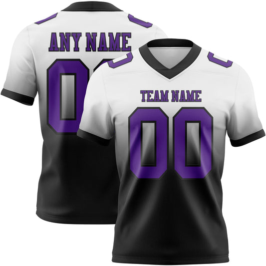 Custom White Purple-Black Mesh Authentic Fade Fashion Football Jersey - Sky-Custom