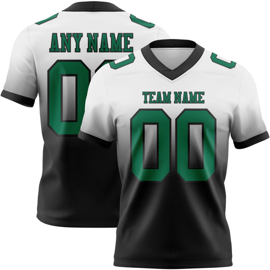 Custom White Kelly Green-Black Mesh Authentic Fade Fashion Football Jersey - Sky-Custom