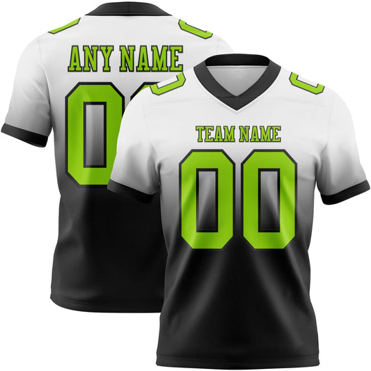 Custom White Neon Green-Black Mesh Authentic Fade Fashion Football Jersey - Sky-Custom