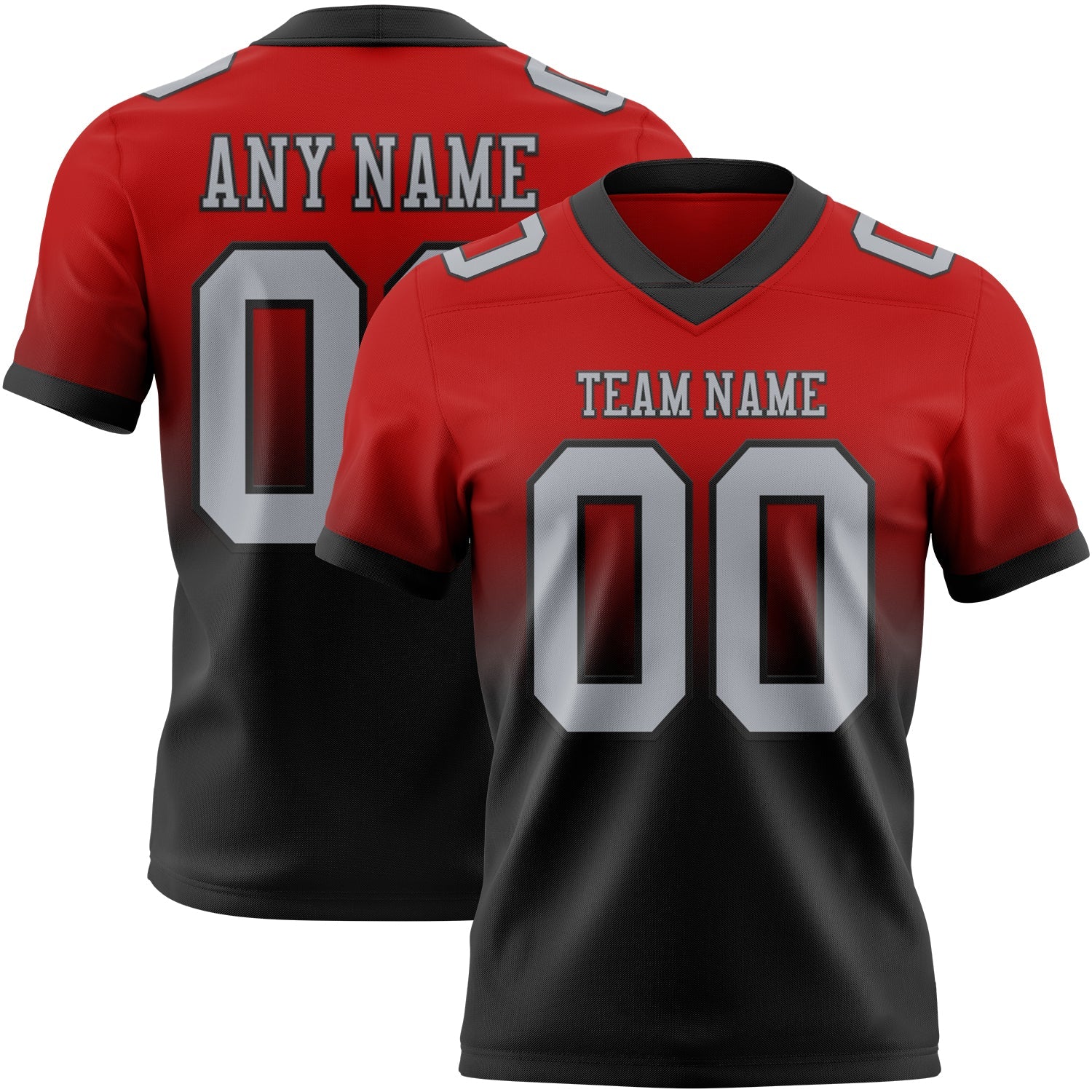 Custom Red Gray-Black Mesh Authentic Fade Fashion Football Jersey - Sky-Custom