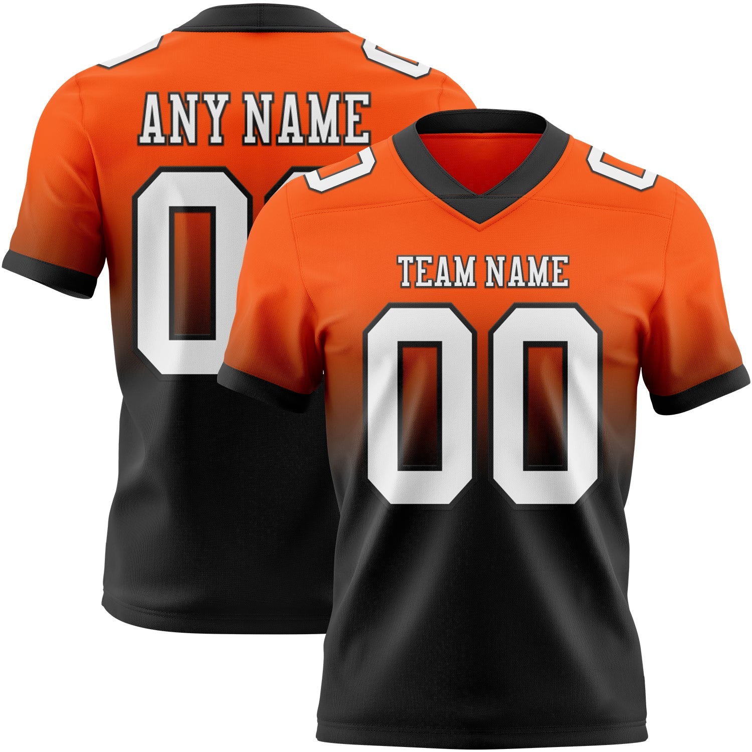 Custom Orange White-Black Mesh Authentic Fade Fashion Football Jersey - Sky-Custom