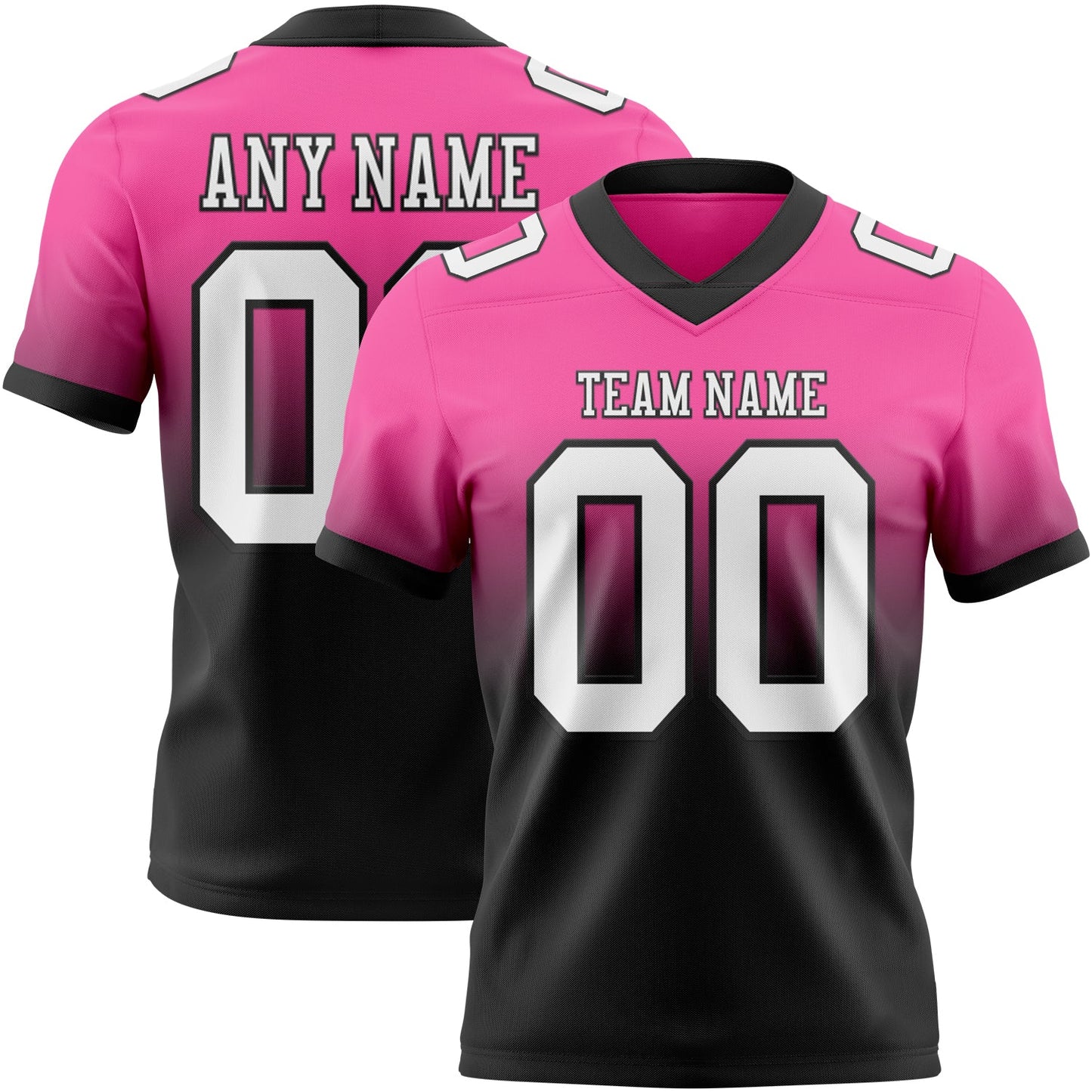 Custom Pink White-Black Mesh Authentic Fade Fashion Football Jersey - Sky-Custom