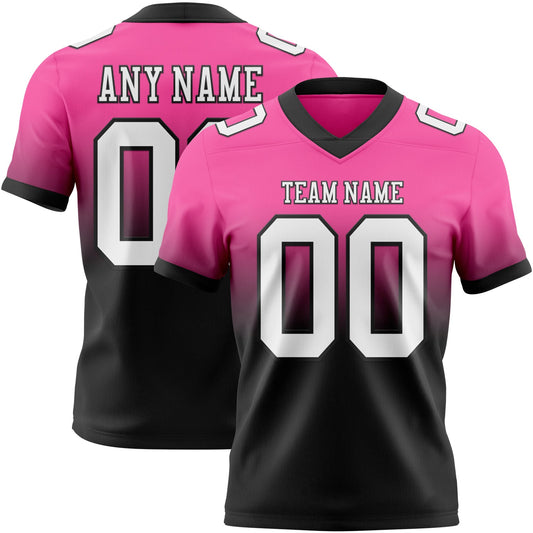 Custom Pink White-Black Mesh Authentic Fade Fashion Football Jersey - Sky-Custom