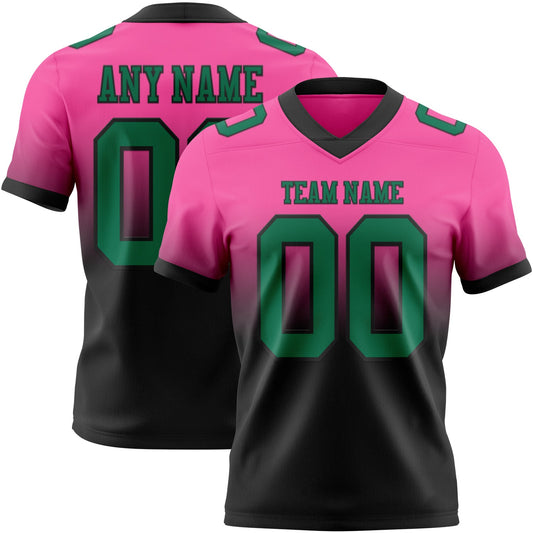 Custom Pink Kelly Green-Black Mesh Authentic Fade Fashion Football Jersey - Sky-Custom