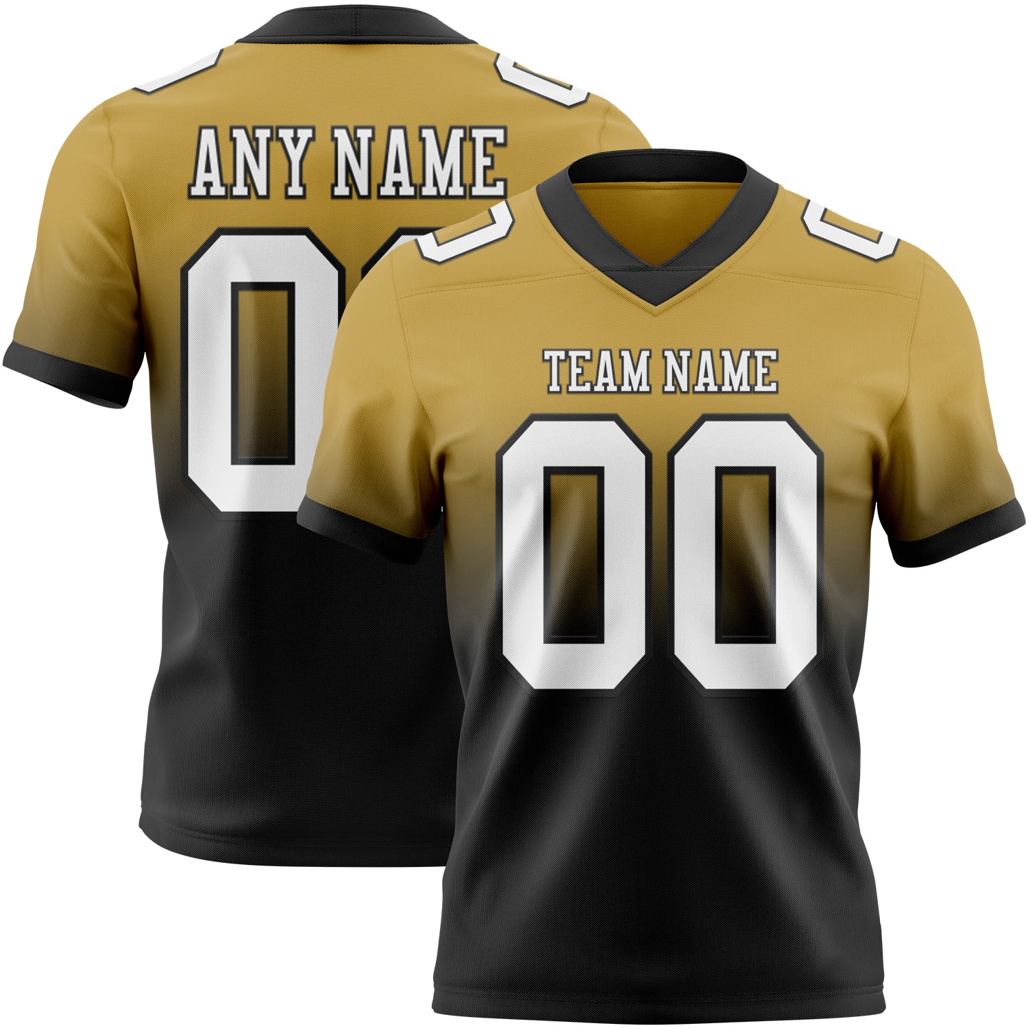 Custom Old Gold White-Black Mesh Authentic Fade Fashion Football Jersey - Sky-Custom
