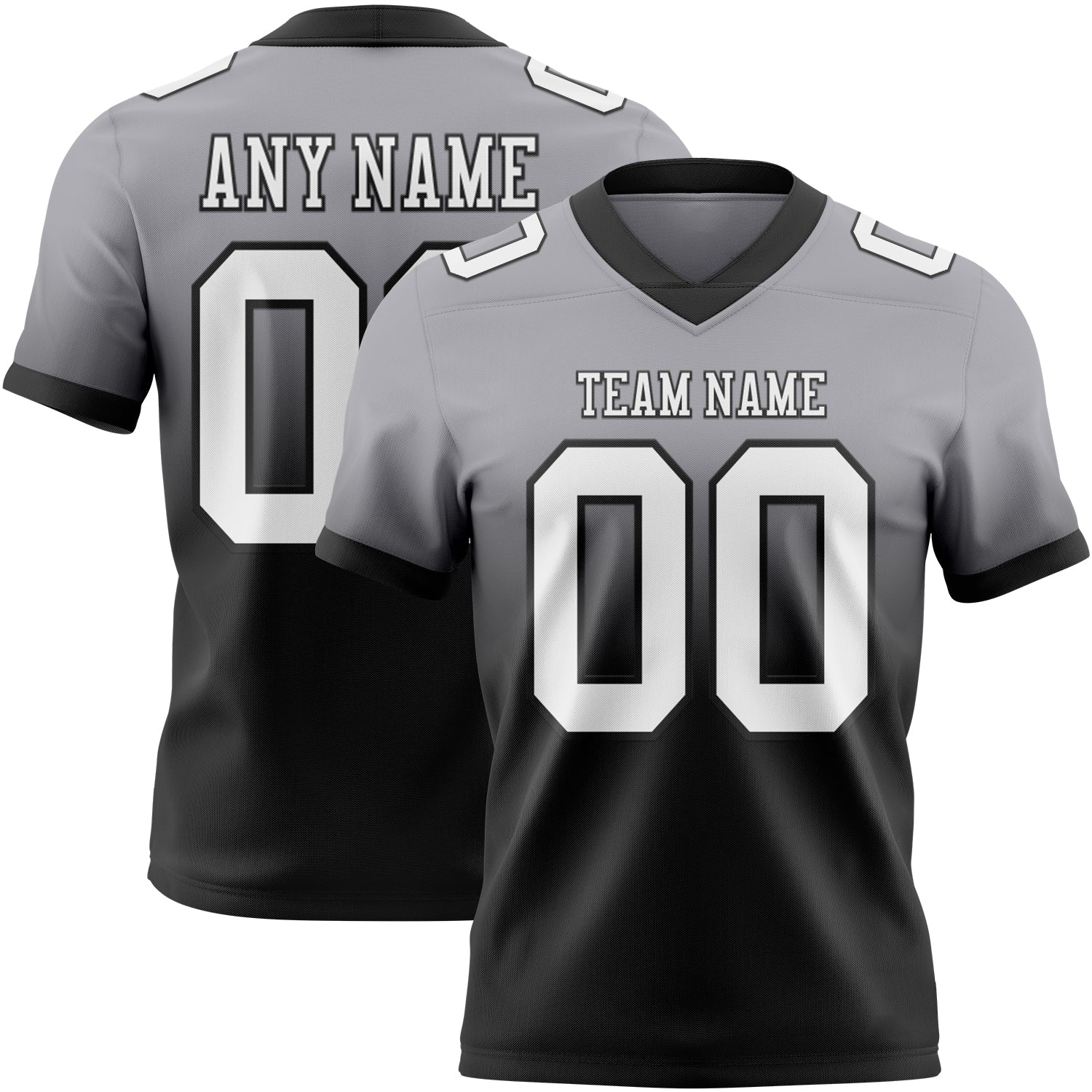 Custom Gray White-Black Mesh Authentic Fade Fashion Football Jersey - Sky-Custom