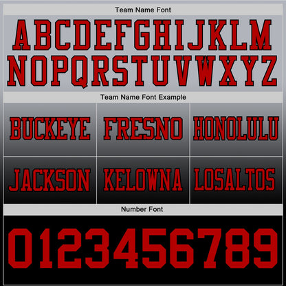 Custom Gray Red-Black Mesh Authentic Fade Fashion Football Jersey - Sky-Custom