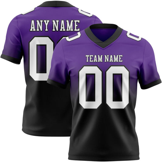 Custom Purple White-Black Mesh Authentic Fade Fashion Football Jersey - Sky-Custom