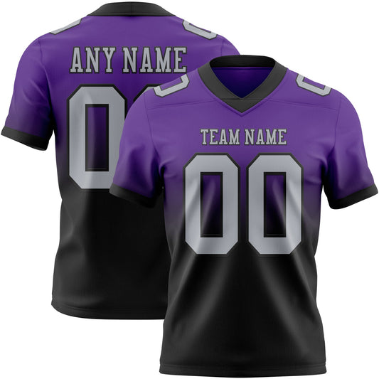Custom Purple Gray-Black Mesh Authentic Fade Fashion Football Jersey - Sky-Custom