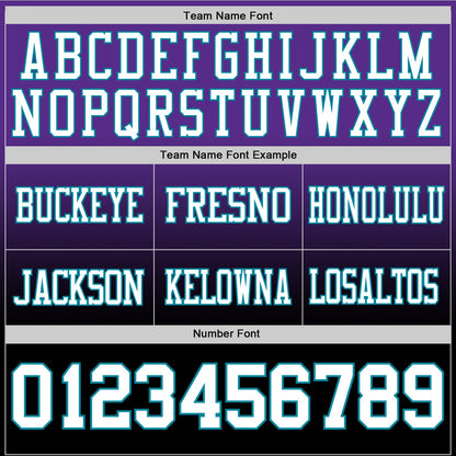 Custom Purple White Black-Teal Mesh Authentic Fade Fashion Football Jersey - Sky-Custom