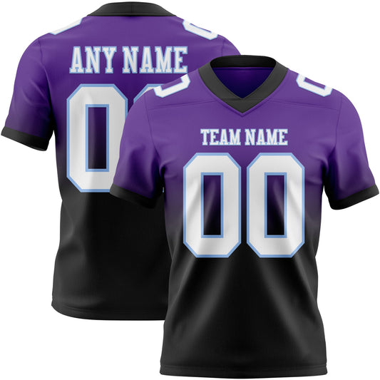 Custom Purple White Black-Light Blue Mesh Authentic Fade Fashion Football Jersey - Sky-Custom