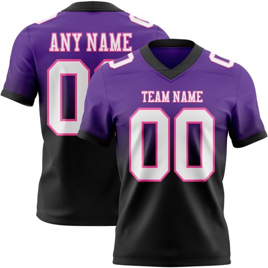 Custom Purple White Black-Pink Mesh Authentic Fade Fashion Football Jersey - Sky-Custom