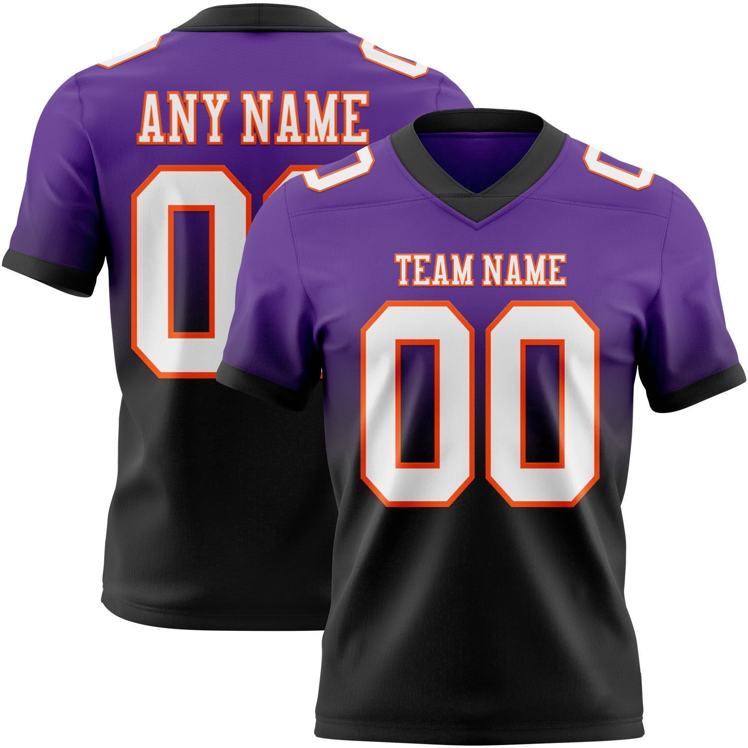 Custom Purple White Black-Orange Mesh Authentic Fade Fashion Football Jersey - Sky-Custom