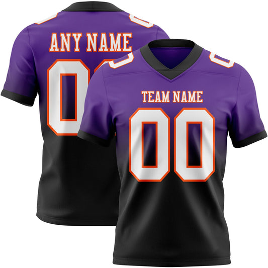 Custom Purple White Black-Orange Mesh Authentic Fade Fashion Football Jersey - Sky-Custom