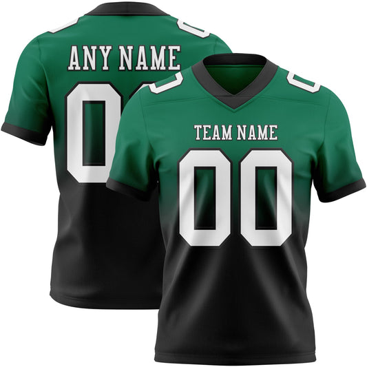 Custom Kelly Green White-Black Mesh Authentic Fade Fashion Football Jersey - Sky-Custom