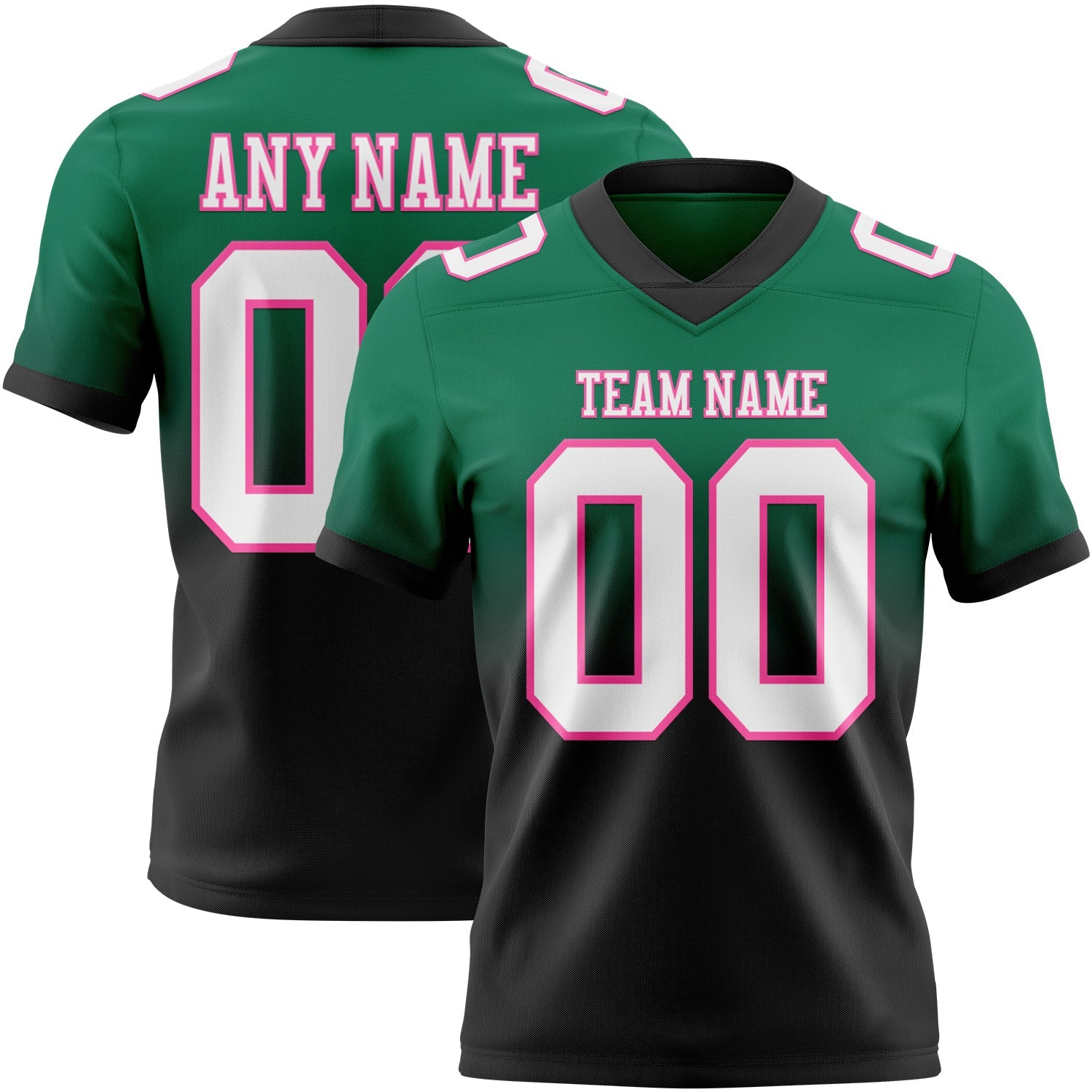 Custom Kelly Green White Black-Pink Mesh Authentic Fade Fashion Football Jersey - Sky-Custom
