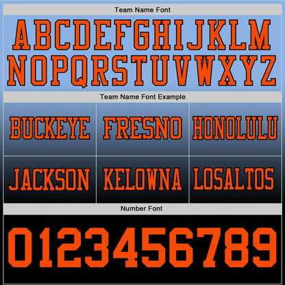 Custom Light Blue Orange-Black Mesh Authentic Fade Fashion Football Jersey - Sky-Custom