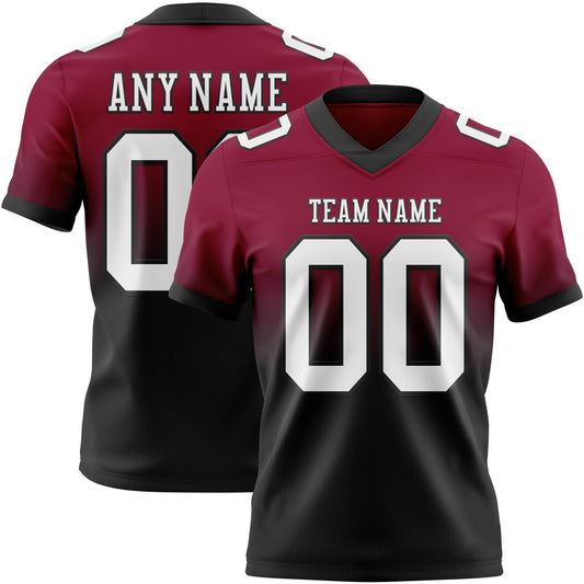 Custom Maroon White-Black Mesh Authentic Fade Fashion Football Jersey - Sky-Custom