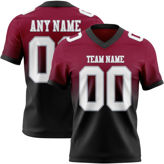 Custom Maroon White Black-Gray Mesh Authentic Fade Fashion Football Jersey - Sky-Custom