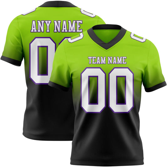 Custom Neon Green White Black-Purple Mesh Authentic Fade Fashion Football Jersey - Sky-Custom