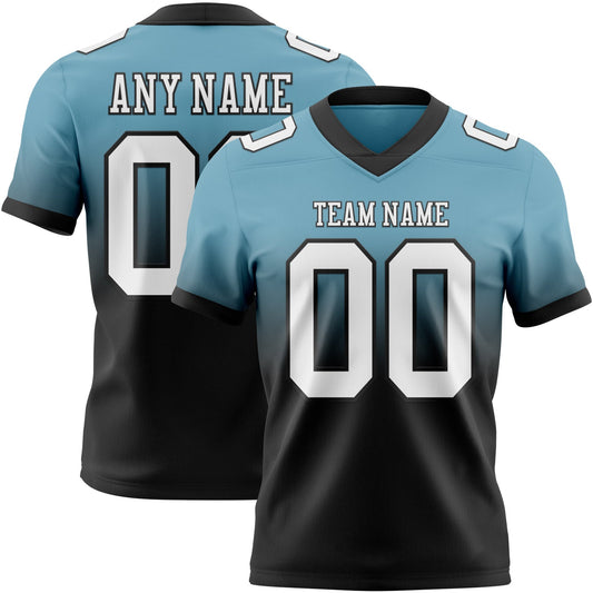 Custom Shadow Blue White-Black Mesh Authentic Fade Fashion Football Jersey - Sky-Custom