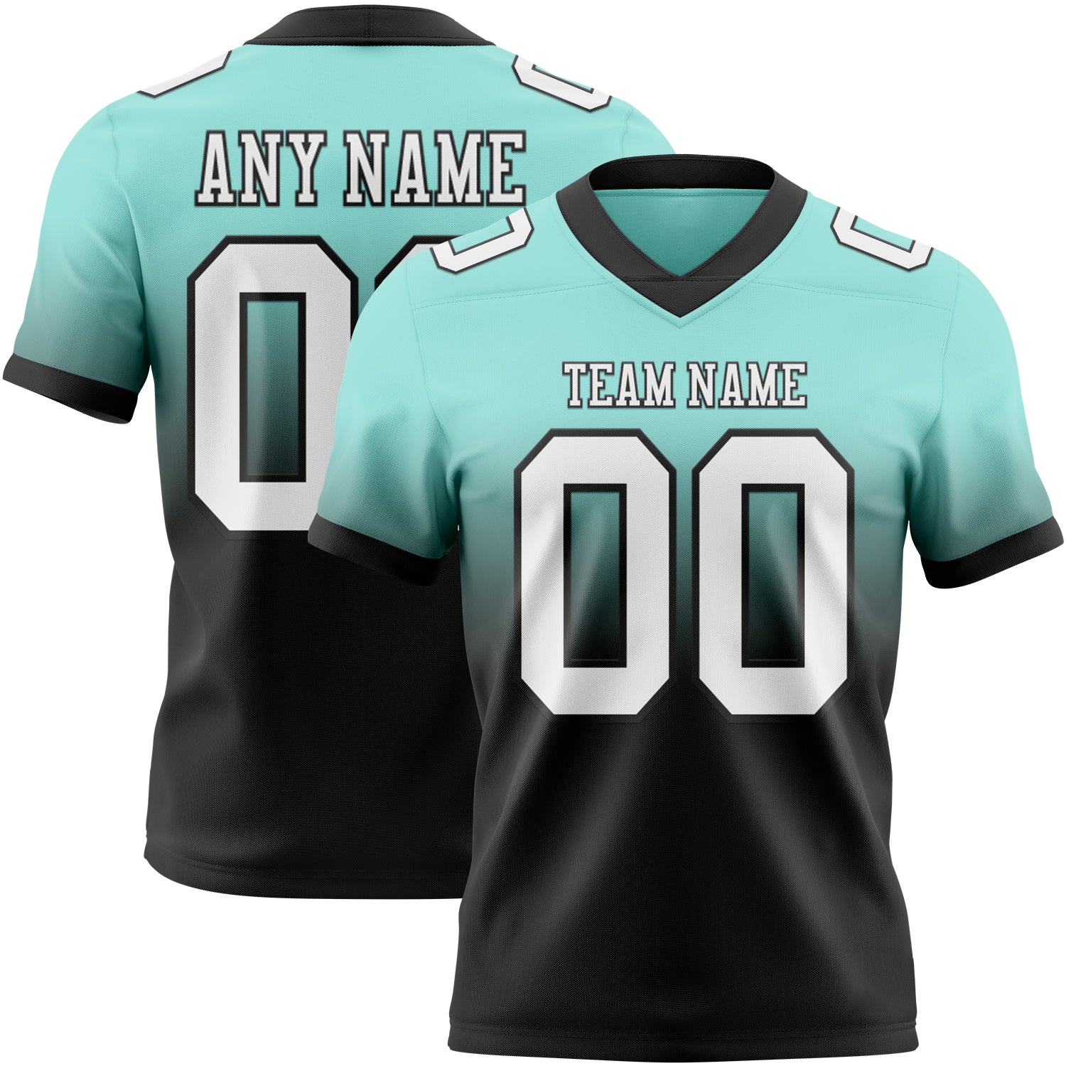 Custom Ice Blue White-Black Mesh Authentic Fade Fashion Football Jersey - Sky-Custom