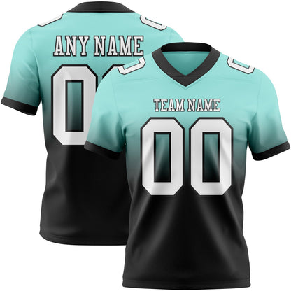 Custom Ice Blue White-Black Mesh Authentic Fade Fashion Football Jersey - Sky-Custom