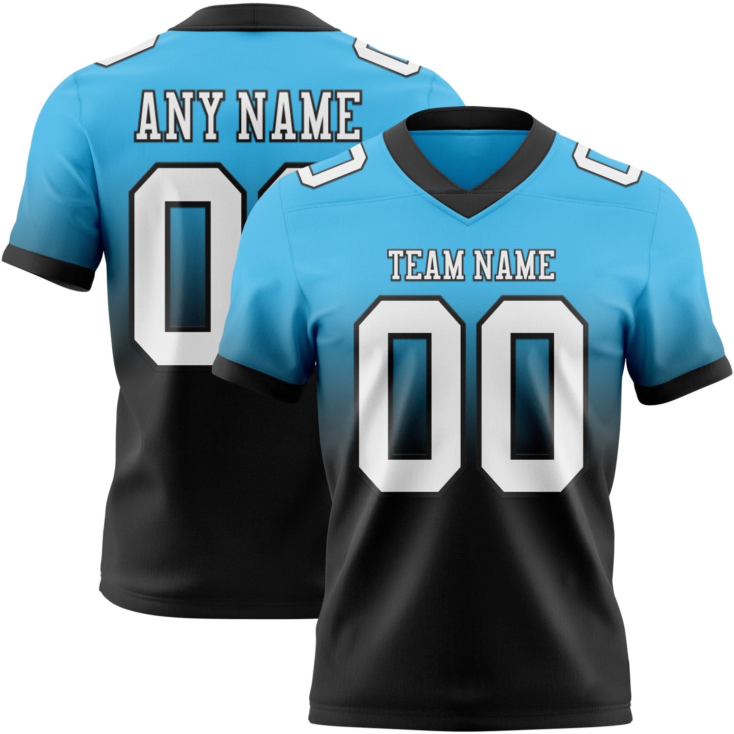 Custom Sky Blue White-Black Mesh Authentic Fade Fashion Football Jersey - Sky-Custom