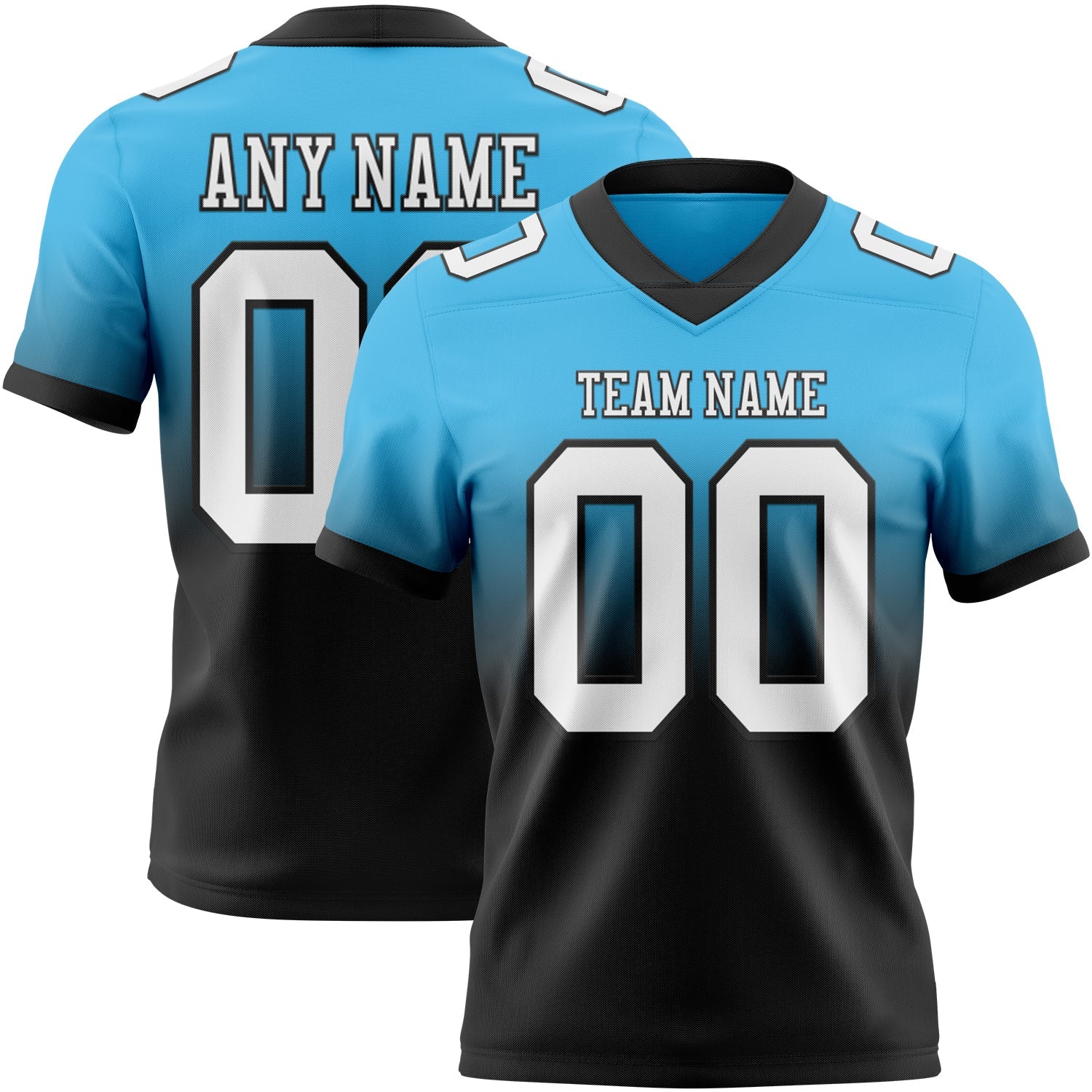 Custom Sky Blue White-Black Mesh Authentic Fade Fashion Football Jersey - Sky-Custom