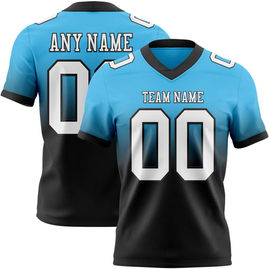 Custom Sky Blue White-Black Mesh Authentic Fade Fashion Football Jersey - Sky-Custom