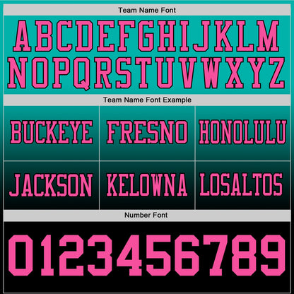 Custom Aqua Pink-Black Mesh Authentic Fade Fashion Football Jersey - Sky-Custom
