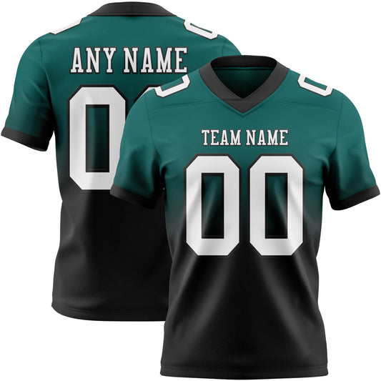 Custom Midnight Green White-Black Mesh Authentic Fade Fashion Football Jersey - Sky-Custom