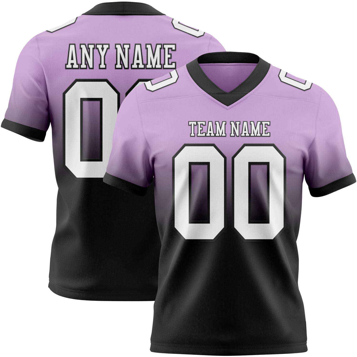 Custom Light Purple White-Black Mesh Authentic Fade Fashion Football Jersey - Sky-Custom