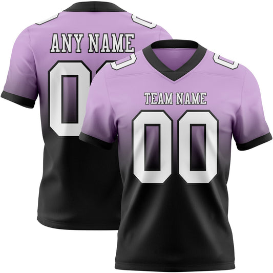 Custom Light Purple White-Black Mesh Authentic Fade Fashion Football Jersey - Sky-Custom