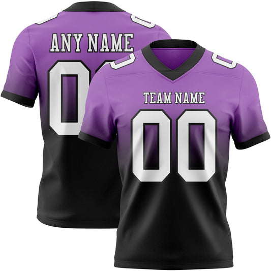 Custom Medium Purple White-Black Mesh Authentic Fade Fashion Football Jersey - Sky-Custom