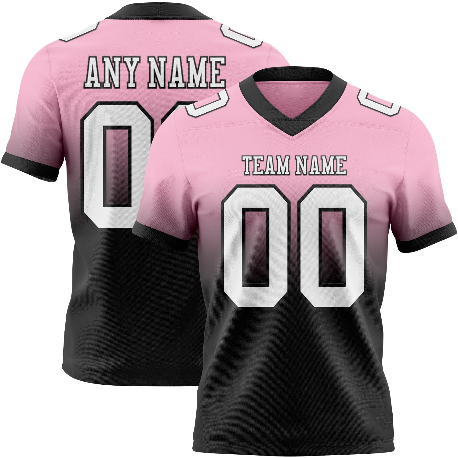 Custom Light Pink White-Black Mesh Authentic Fade Fashion Football Jersey - Sky-Custom