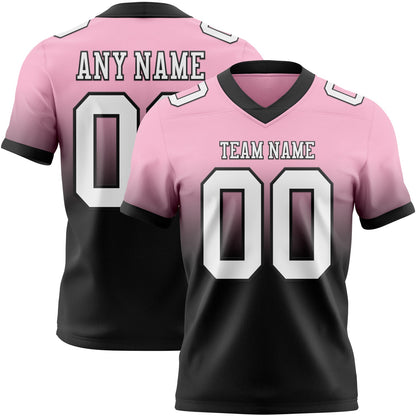 Custom Light Pink White-Black Mesh Authentic Fade Fashion Football Jersey - Sky-Custom
