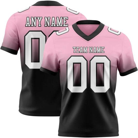 Custom Light Pink White-Black Mesh Authentic Fade Fashion Football Jersey - Sky-Custom