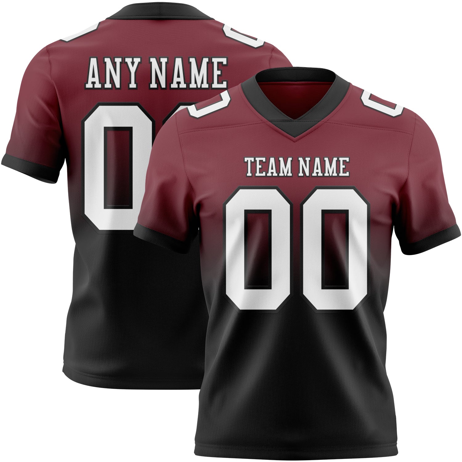 Custom Burgundy White-Black Mesh Authentic Fade Fashion Football Jersey - Sky-Custom