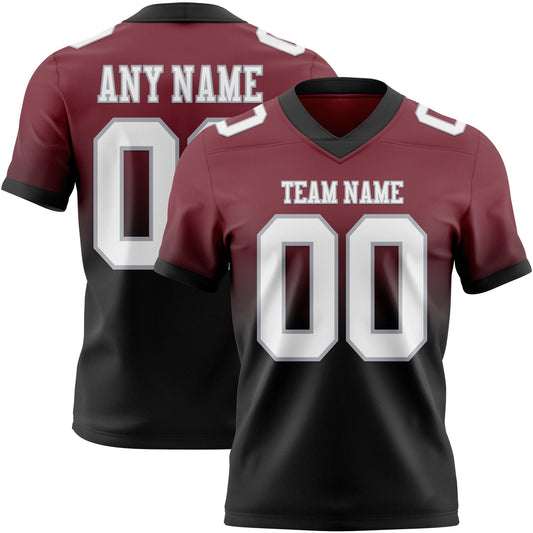 Custom Burgundy White Black-Gray Mesh Authentic Fade Fashion Football Jersey - Sky-Custom