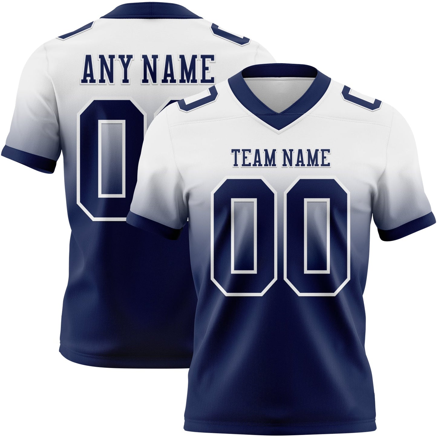 Custom White Navy Mesh Authentic Fade Fashion Football Jersey - Sky-Custom