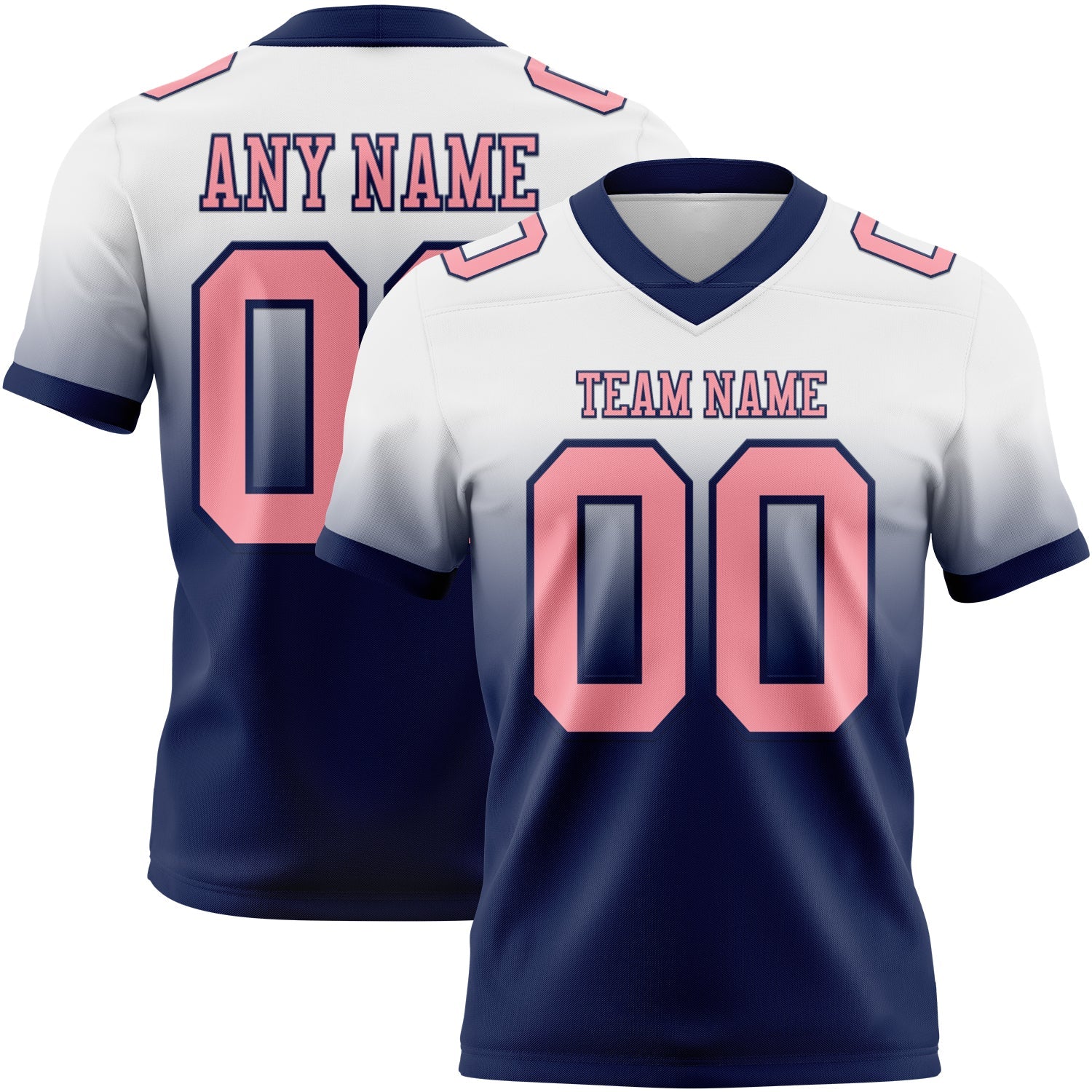 Custom White Medium Pink-Navy Mesh Authentic Fade Fashion Football Jersey - Sky-Custom