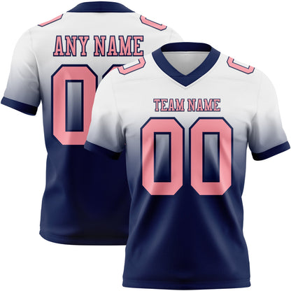 Custom White Medium Pink-Navy Mesh Authentic Fade Fashion Football Jersey - Sky-Custom