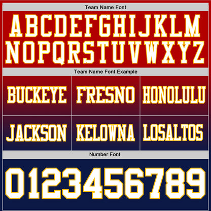 Custom Red White Navy-Gold Mesh Authentic Fade Fashion Football Jersey - Sky-Custom